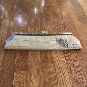 Inge Christopher Elegant Ivory Clutch with Rhinestone Detail